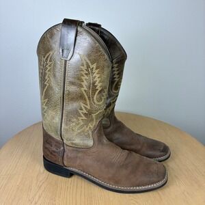 Women's 7D Brown Leather Western Cowboy Boots Square‎ Toe Boho Coastal Cowgirl